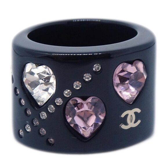 Chanel Ring Black Acrylic Rhinestone - Picture 1 of 8